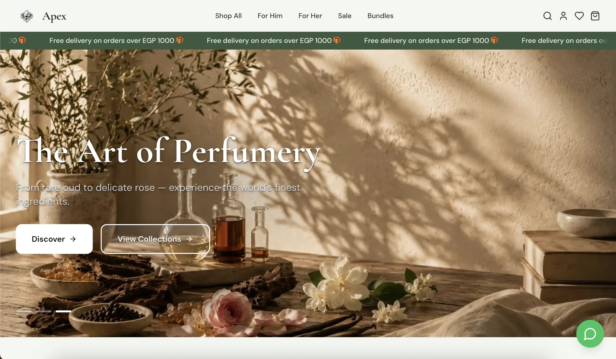 The Apex Fragrances online store on desktop, built on HoudaX